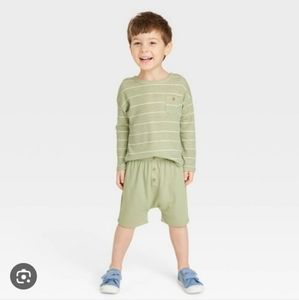 🆕️Grayson Collective Toddler Boys Green Waffle Top & Shorts Set (2PC)